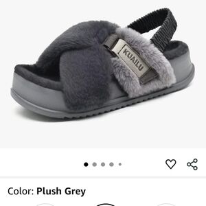 SOLD ELSEWHERE Kuailu Women's Furry Plush Grey Sandals.